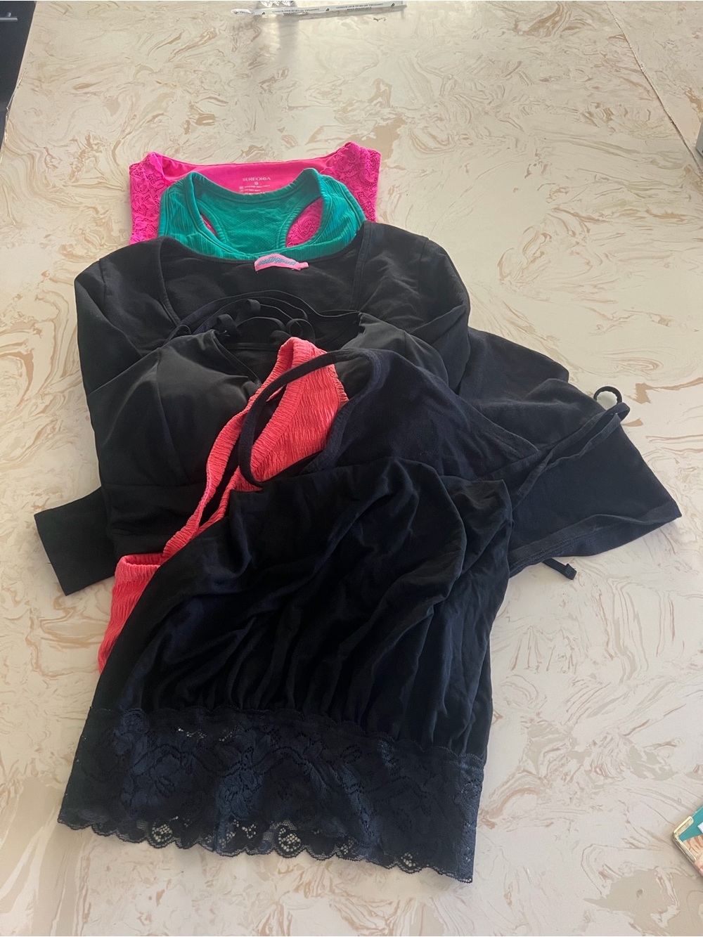 Edikted Black Lace-Trim Bandeau with Pink & Teal Accents